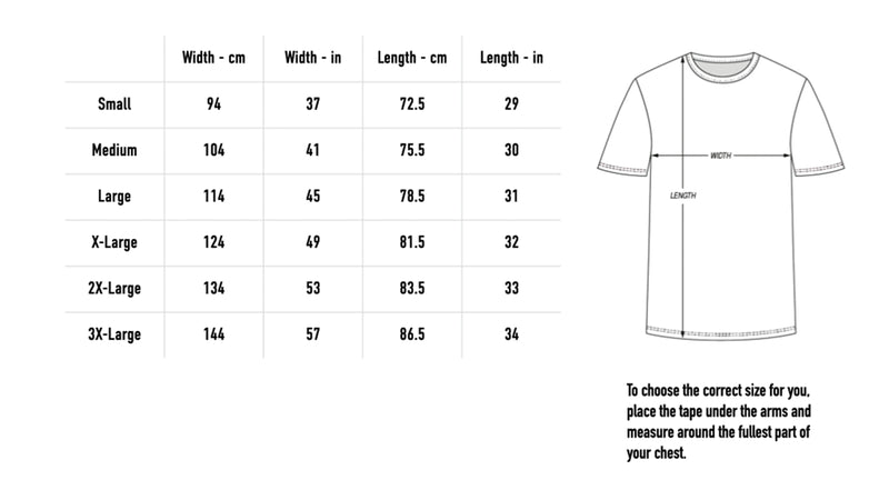 Size chart for Demon T-Shirt - White